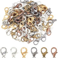 1Box 120pcs 6 Color Lobster Claw Clasps Zinc Alloy Fastener Hook Jewelry Clasps Fasteners Metal Clasps for Necklaces Bracelet Jewelry Making(14x8mm)