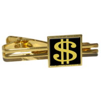 Dollar Sign Gold and Black Square Tie Clip