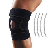 Knee Brace Support for Arthritis, ACL, LCL, MCL, Sports Exercise, Meniscus Tear Injury Recovery - Side Stabilizers Open Patella - Best Comfort Fit Adjustable Neoprene Wrap (Black)