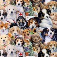 Mainstays 58' x 1.5 yd 100% Polyester Lux Anti-pill Fleece Garden Puppies Sewing & Craft Fabric Precut, Multi