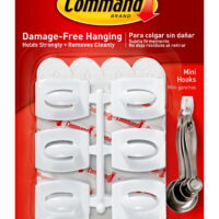 Command Mini Wall Hooks, White, Damage Free Hanging of Christmas Decorations, 18 Hooks
