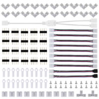 LED Strip Connector Kit for 5050 10mm 4Pin, Include 8 Strip Jumper Connectors, 10 Gapless LED Strip Connectors, 20 LED Strip Light Clips, Soft and Bendable, Provides Most Parts for DIY