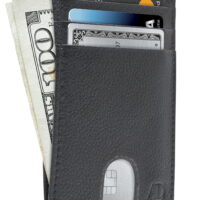 Slim Minimalist Front Pocket Wallets For Men & Women - Genuine Leather Credit Card Holder W/ Thumbhole RFID Wallet With Gift Box