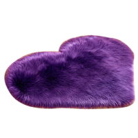Heart Shaped Anti-Skid Floor Mat Plush Carpet Living Room Bedroom Area Rug Solid Color - Purple