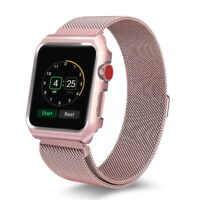 For Apple Watch Band with Case 42mm, Stainless Steel Mesh Milanese Loop with Adjustable Magnetic Closure Replacement Wristband iWatch Band for Apple Watch Series 3 2 1 - Rose Gold
