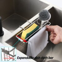 Sponge Holder for Sink Caddy - Kitchen Sink Sponges Holder, 3 in 1 Brush Holder, SUS 304 Stainless Rust Proof Waterproof Sponge Caddy