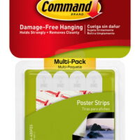 Command Poster Strips, White, Damage Free Hanging of Christmas Decorations, 40 Strips
