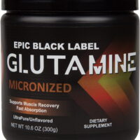 Epic Black Label Micronized Glutamine Powder Supplement - Supports Muscle Recovery - Fast Absorption - Ultrapure/unflavored Glutamine Powder - 300 Grams, 10.6 Oz