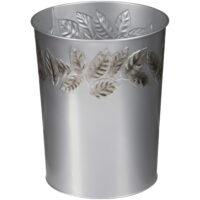 Mainstays Silver Leaves Bathroom Trash Can, 1 Each