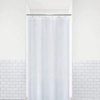 LiBa White Cloth Fabric Shower Curtain, 34' W x 72' H Heavy Duty Waterproof Shower Curtain