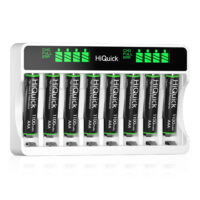 HiQuick 8-Pack 1100mAh AAA Batteries + 8 Bay LCD Battery Charger for Ni-MH Ni-CD Rechargeable Battery