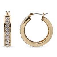 Gloria Vanderbilt Women's Gold and Cubic Zirconia Click-Top Hoop Earrings