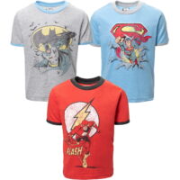 DC Comics Justice League Batman Superman The Flash Toddler Boys 3 Pack Graphic T-Shirts 4T