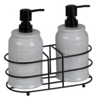 Home Basics 3-Piece Soap And Lotion Dispenser Caddy Set, White, 17.7 Ounces