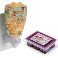 SEA GLASS Glass Pluggable Fragrance Warmer Gift Set with Courtneys Wax Melt - HONEYSUCKLE