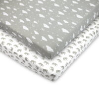 Pack and Play Fitted Sheet, Portable Pack N Plays Mini Crib Sheets, 2 Pack Play Sheets, 100% Jersey Cotton Playard Sheets
