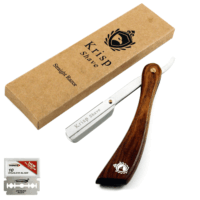 Straight Edge Shaving Razor For Men Barber Salon Wood Handle + 10 Blades