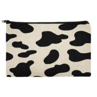Cow Print Black White Pencil Pen Organizer Zipper Pouch Case