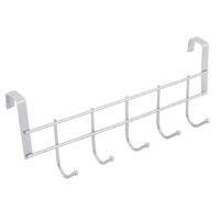 Unique Bargains Household Bathroom Metal 5 Hooks Towel Clothing Belt Holder Silver Tone Hanger Hook