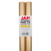 JAM Gift Wrap, Matte Wrapping Paper, 25 Sq Ft, Matte Gold Foil, 2/Pack