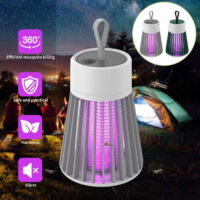 Bug Zapper Rechargeable Mosquito, Fly Killer Indoor Light with Hanging Loop Electric Killing Lamp Portable USB LED Purple Light Trap for Home Bedroom Outdoor Camping-Green