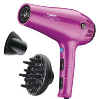 Conair Cord-Keeper Travel Size Ionic & Ceramic Hair Dryer, 1875 Watts, Pink