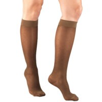 Truform Women's Stockings, Knee High, Sheer, Diamond Pattern: 15-20 mmHg, Espresso, Large