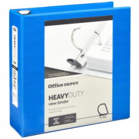 Office Depot Brand Heavy-Duty Easy Open D-Ring View Binder, 3' Rings, 54% Recycled, Blue