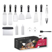 Griddle Accessories Kit Griddle Grill Tools for Outdoor BBQ Spatula Scraper Bottle Egg Ring Outdoor 14 pcs