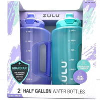 Zulu Half Gallon Water Bottle with Straw 2Pk Hydration Tracker Leak Proof BPA free
