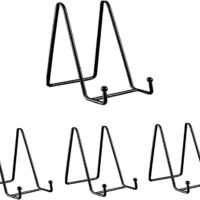 4 Pack of 3 inch Display Stands Black Iron Plate Stands Metal Frame Holder Stands for Decorative Plates,Picture, Photo Easel, Picture Frames,Book. (black)
