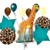 11 pc Giraffe Balloon Bouquet Decoration Happy Birthday Jungle Zoo Party Safari
