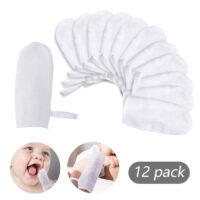 EIMELI 12 PCS Soft Baby Mouth Cleaning Gauze Finger Cots For Cleaning Teeth/Tongue/Milk Stains, BPA-Free Brush For Newborn/Infant/Toddlers/Kids Over Three Months Old