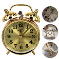 Horseshoe Mechanical Gold Alarm Clock Manual Wind Up Vintage Metal Clock Cute