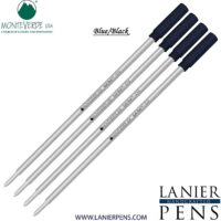 Lanier Combo Pack - 4 Pack - Monteverde Soft Roll Ballpoint C13 Paste Ink Refill Compatible with most Cross Style Ballpoint Pens - BlueBlack (Medium Tip 0.7mm)