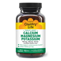 Country Life Target-Mins Calcium Magnesium Potassium, 500mg/500mg/99mg, 90 Tablets, Certified Gluten Free, Certified Vegan
