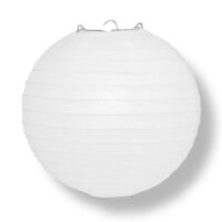 (5-PACK) 14' White Round Paper Lantern, Even Ribbing, Hanging Decoration