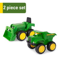 John Deere 6' Sandbox Toy Vehicle Set, Dump Truck and Tractor Toy Vehicles, 2 Pack, Green