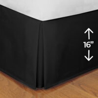 Lux Decor Collection Bedding Queen Bed Skirt - Soft Quadruple Pleated - Easy Fit with 16 Inch Tailored Drop - Hotel Quality, Shrinkage and Fade Resistant Bed Skirt (Queen, Black)