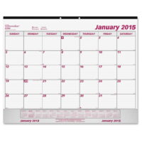 Brownline Vinyl Strip Monthly Desk Pad - Julian - Daily, Monthly - 1 Year - January 2018 till December 2018 - 1 Month Single Page Layout - 22' x 17' - Desk Pad, Wall Mountable - White - Chipboard - Te