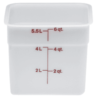 Cambro 6 Qt. CamSquare® Food Storage Container, 8 3/8' L x 8 3/8' W x 7 1/4' H, White (6SFSP148)