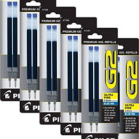 Pilot G2 Gel Ink Refill, 2-Pack for Rolling Ball Pens, Ultra Fine Point, Blue Ink (77288), Pack of 12 Refills