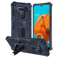 LG K51 Phone Case Hybrid Impact Armor Military Grade Shockproof Heavy Duty with Kickstand Protective Rugged Dual Layers 2 in 1 Hard PC & TPU Cover Metal Pad for Magnet Mount [BLUE] for LG K51