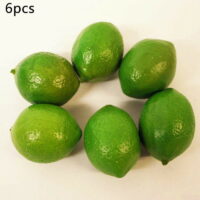6pcs Artificial Plastic Green Lemons Fake Fruit Lifelike Home Shop Decor Prop