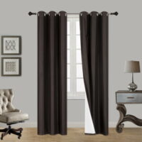 (SSS) 2-PC Brown Solid Blackout Room Darkening Panel Curtain Set, Two (2) Window Treatments of 37' Wide x 84' Length Each Panel