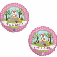 Fox Woodland Animals It's a GIRL Welcome Baby Shower (2) 18' Party Balloons