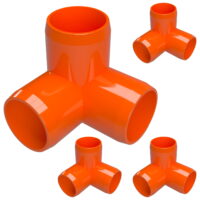 FORMUFIT PVC Fitting, 3-Way Elbow Corner , Furniture Grade, 1-1/4' Size, Orange, 4-Pack (F1143WE-OR-4)