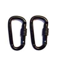 TrekProof Heavy Duty Steel Alloy 18KN Carabiner Clip Set, Black, 2 Pack
