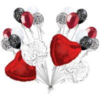 20 pc Red Hearts & Swirls Balloon Bouquet Wedding Baby Shower Bridal