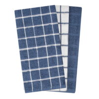 RITZ Terry Check Kitchen Towel Set, 3-Pack, Federal Blue, 15' x 25'